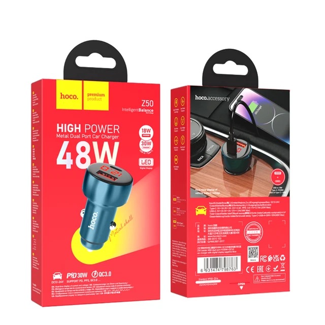 شارژر فندکی 48 وات هوکو مدل Z50 USB